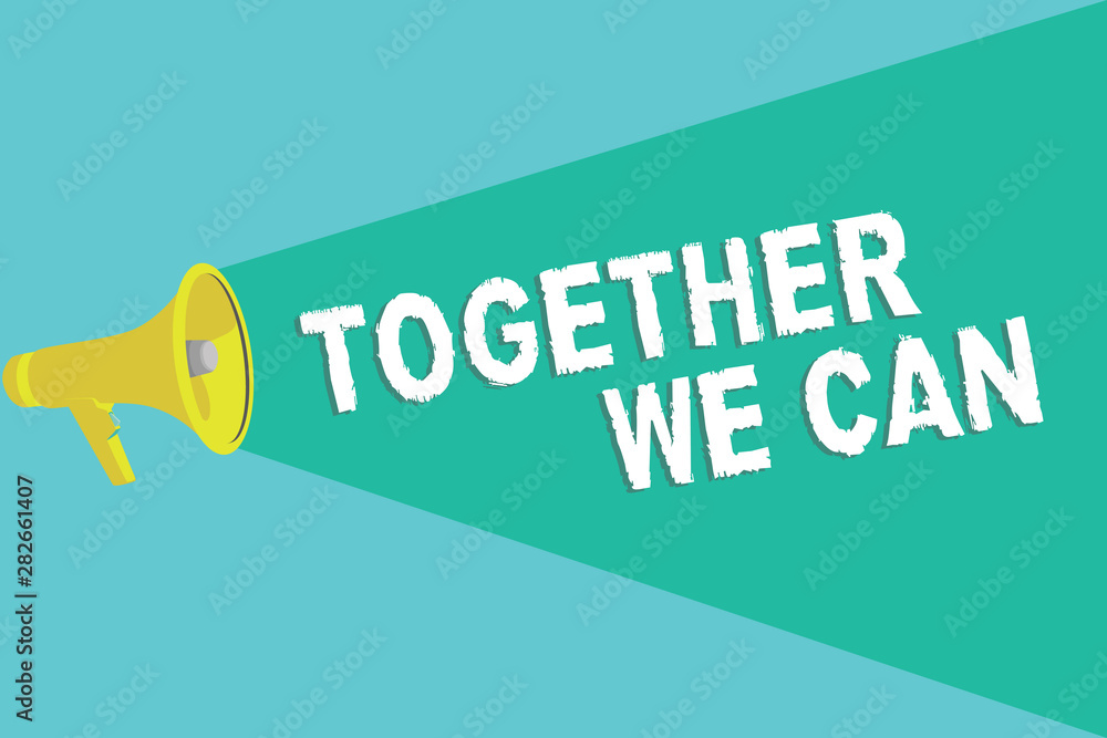 Writing note showing Together We Can. Business photo showcasing unity can makes everything possible One powerful group. Writing note showing Together We Can. Business photo showcasing unity can makes everything possible One powerful group.