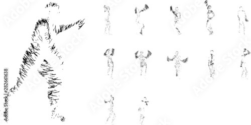 Line man - conceptual, creative abstract character from lines in various interesting poses 1 color