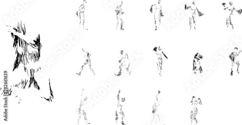 Line man - conceptual, creative abstract character from lines in various interesting poses 1 color