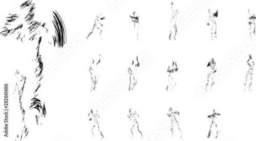 Line man - conceptual, creative abstract character from lines in various interesting poses 1 color