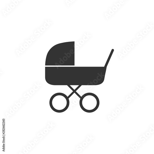 Baby, carriage, buggy, pram, stroller, wheel icon. Vector illustration, flat design.
