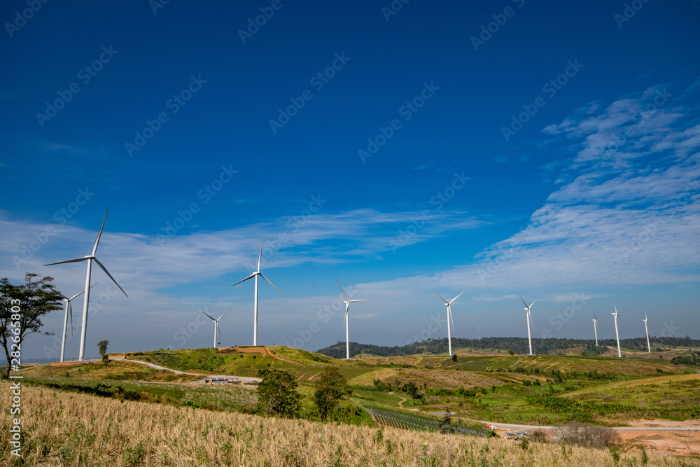 Khao Khao wind turbines on mountain, Phetchabun, Thailand Khao Khao wind turbines on mountain, Phetchabun, Thailand