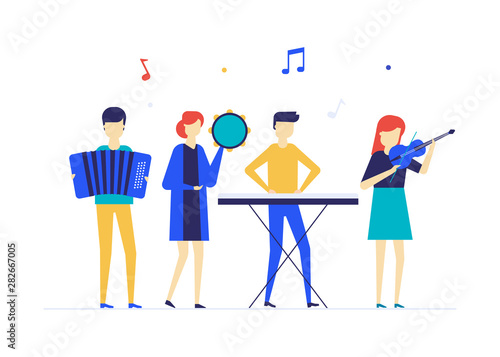 Children playing music - flat design style illustration