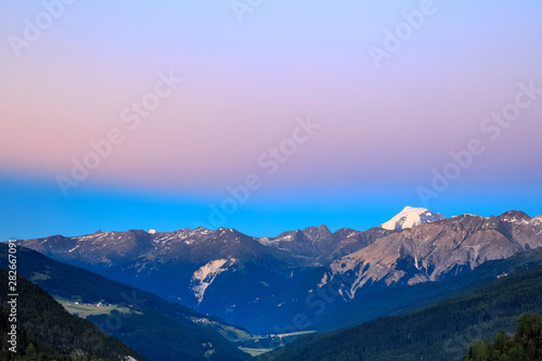 Mountain landscape. beautiful sunset in the alps