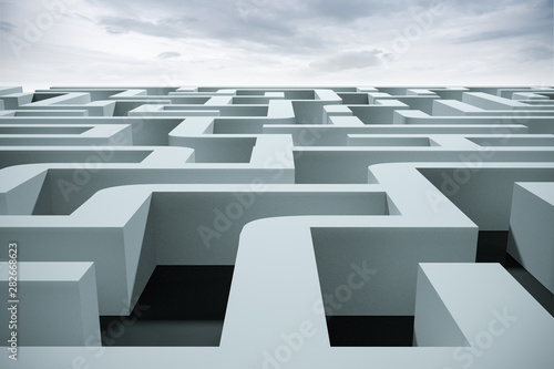 Fototapeta 3d rendering maze with white background