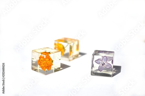 Dried flowers in resin. Jewelry.