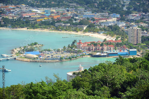 Ocho Rios aerial view from the top of Mystic Mountain, Jamaica.