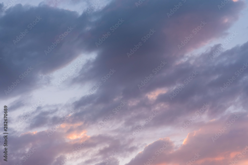 Beautiful sunset sky with clouds. Nature sky backgrounds.