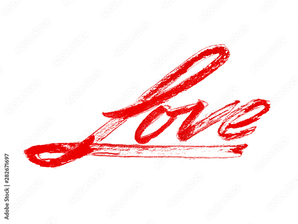 Love lettering handwritten inscription love word brushspan