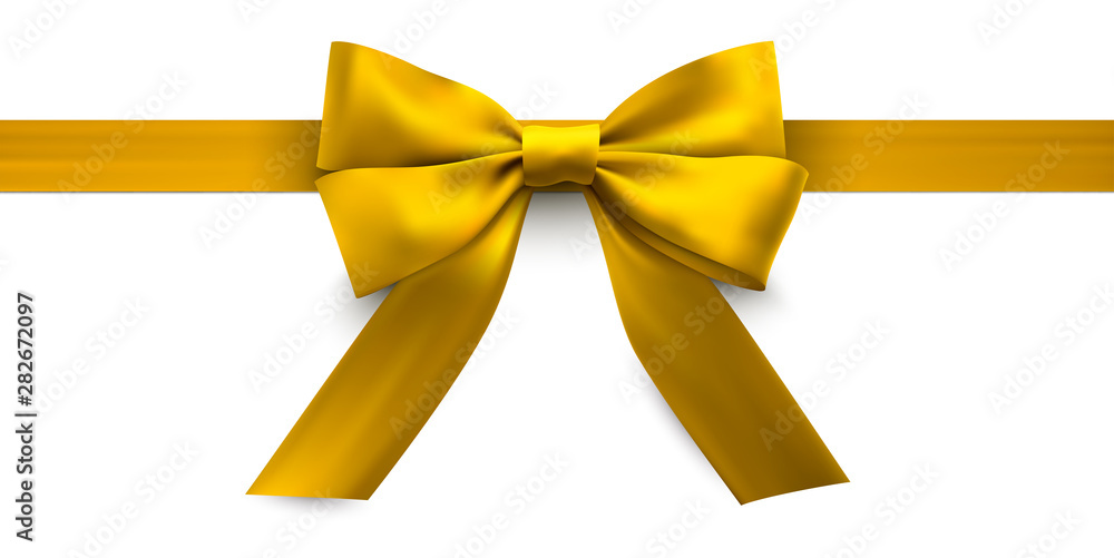 Yellow holiday bow, gift and decorative element Yellow holiday bow, gift and decorative element