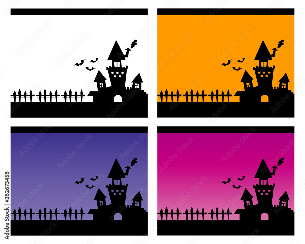 ハロウィン 城 コウモリ 夜 夜空 枠 フレーム セット Stock Vector Adobe Stock