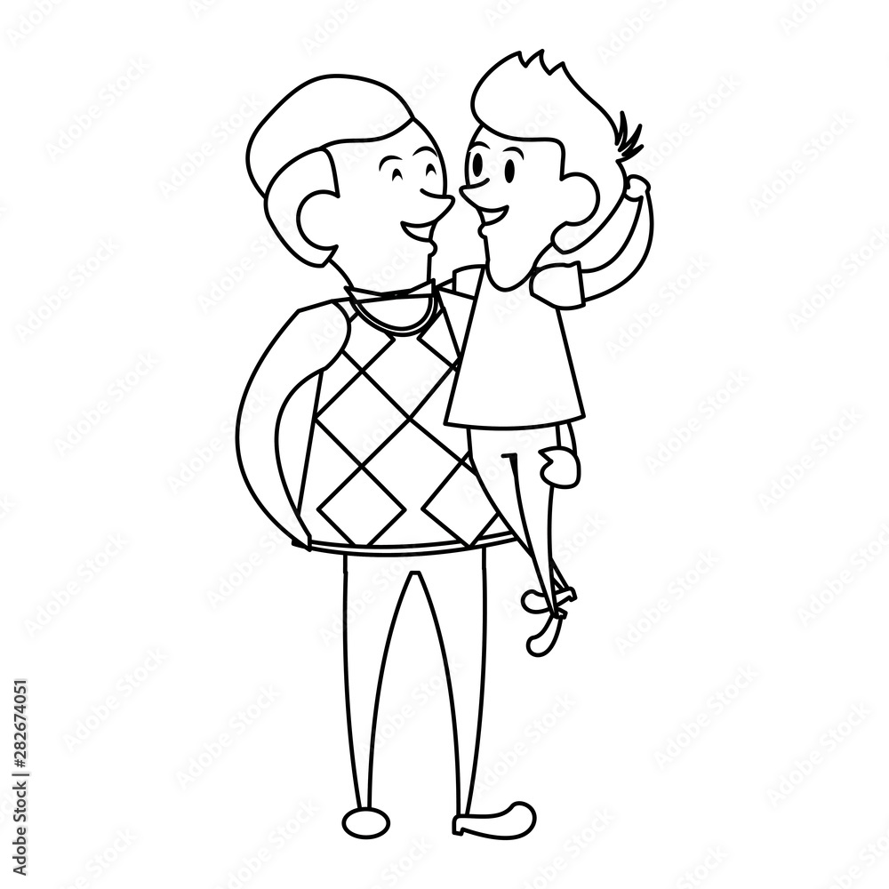 fathers day family celebration cartoon in black and white fathers day family celebration cartoon in black and white
