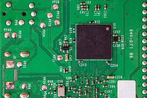 Pinted circuit board close up detail macro