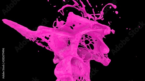 close-up view of pink paint splash in super slow motion, with alpha (FULL HD)