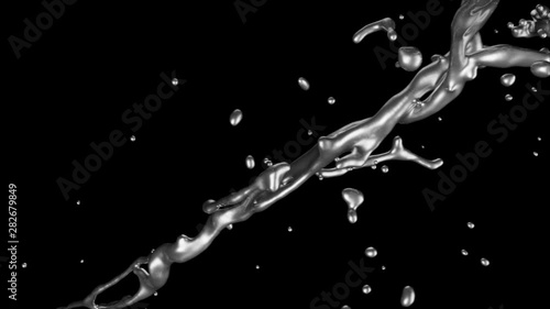 splashing silver in slow motion, isolated on black (FULL HD)