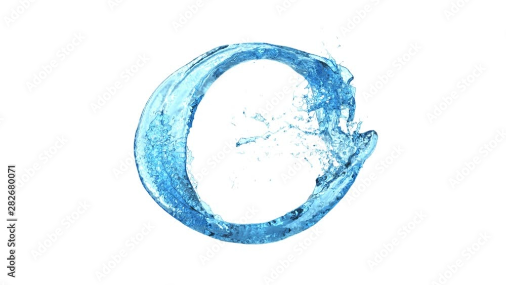 light blue ring of water splashing and flowing - on white, + alpha (FULL HD)
