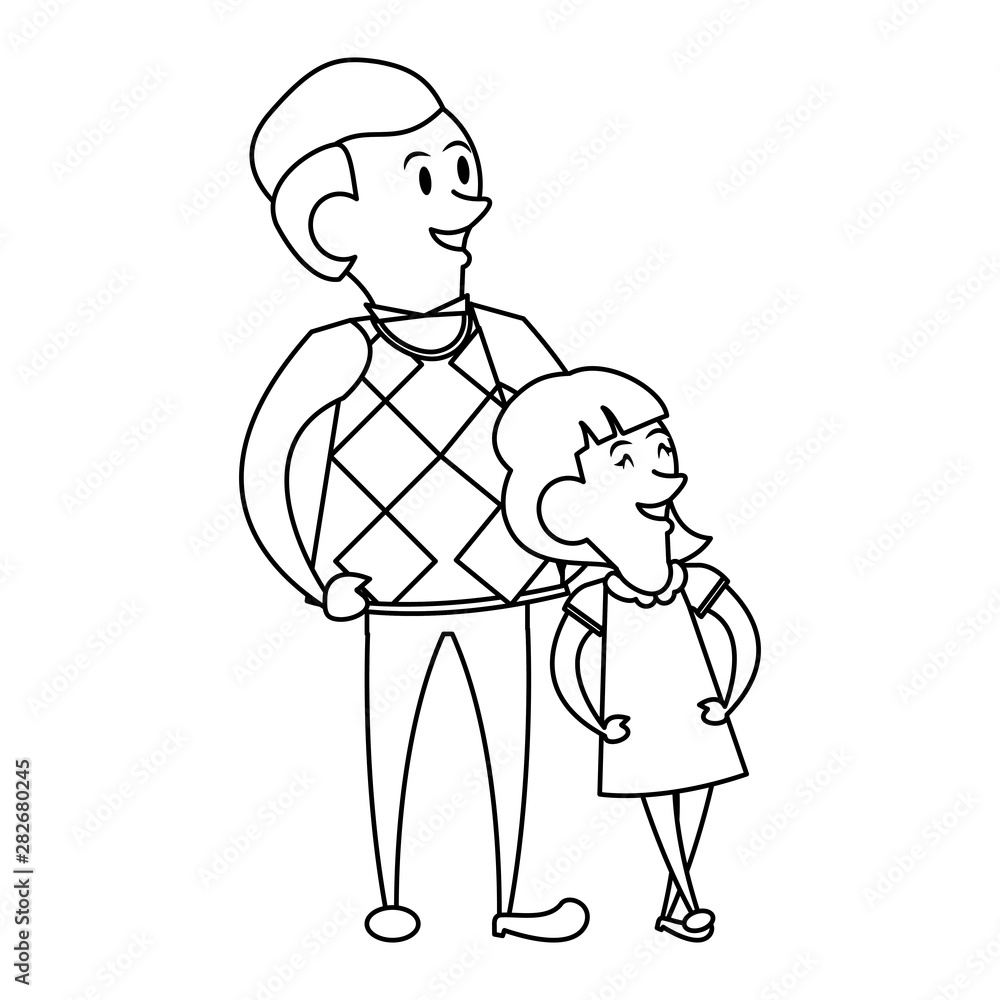 fathers day family celebration cartoon in black and white fathers day family celebration cartoon in black and white