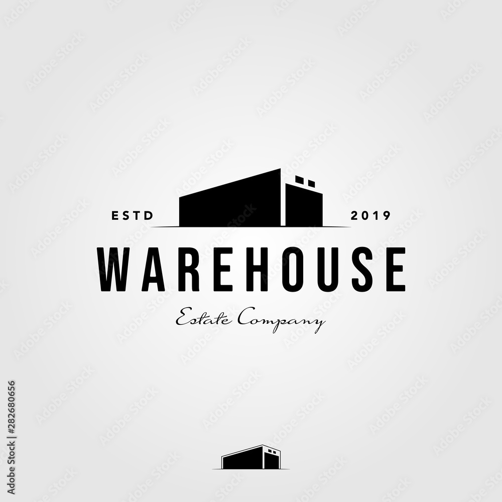 Obraz premium 3d perspective warehouse home mortgage architecture hipster vintage logo designs