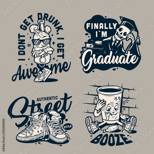 Vintage college monochrome labels
