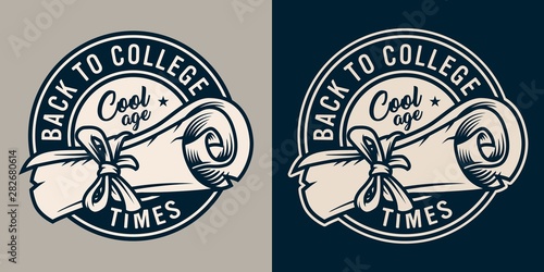Vintage college graduation round badge