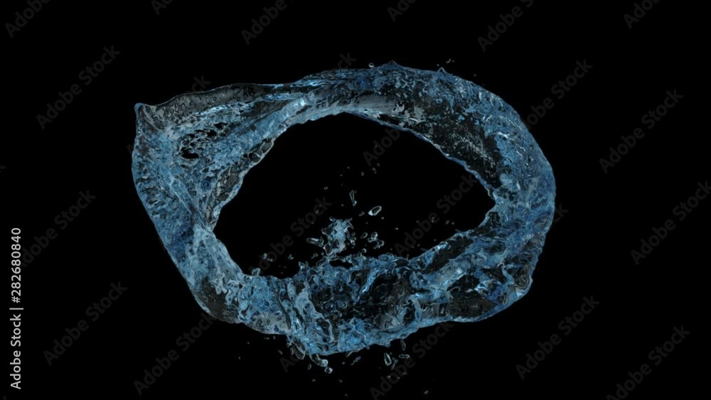 sloping ring of light blue water transforms into drop - on black + alpha sloping ring of light blue water transforms into drop - on black + alpha
