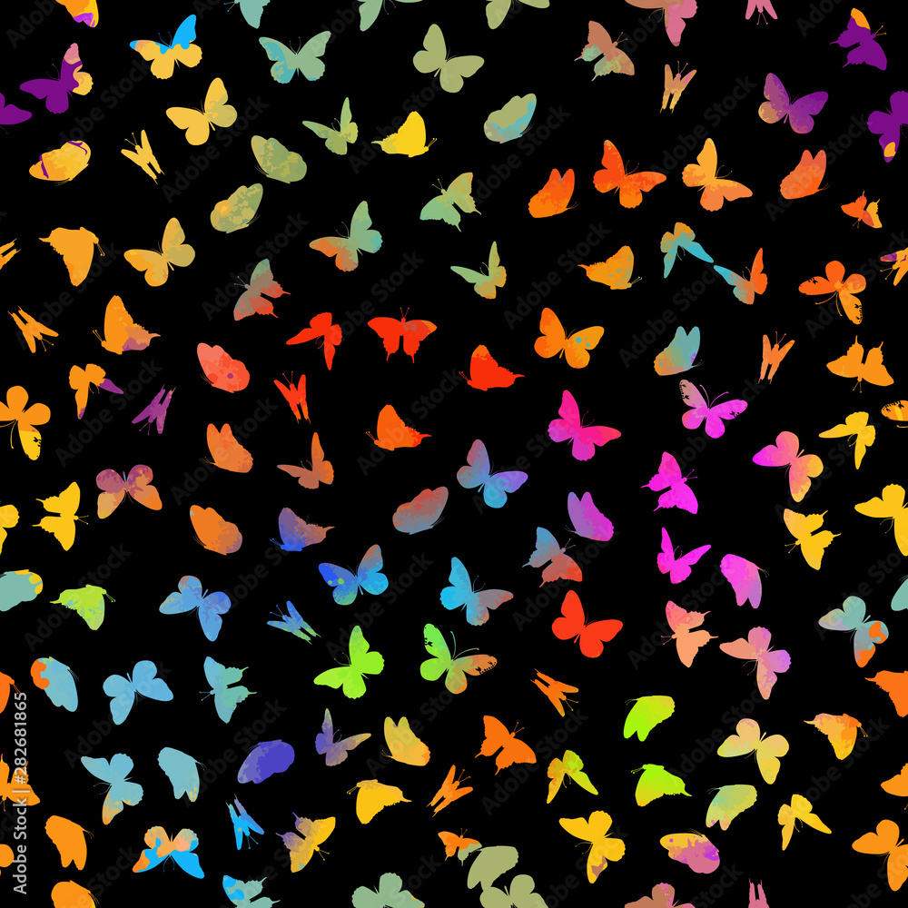 A lot of flying butterflies. Abstract butterflies seamless pattern. Vector illustration A lot of flying butterflies. Abstract butterflies seamless pattern. Vector illustration