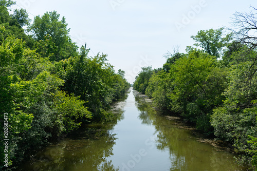 Tree Lined Canal in Suburban Lemont Illinois 