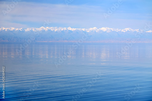 Mountain lake Issyk Kul , Kyrgyzstan . photo