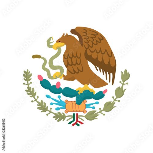 Mexican Coat of Arms simplified, national emblem. Eagle of Mexico.