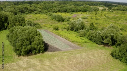 road in the countryside drone aerial shot