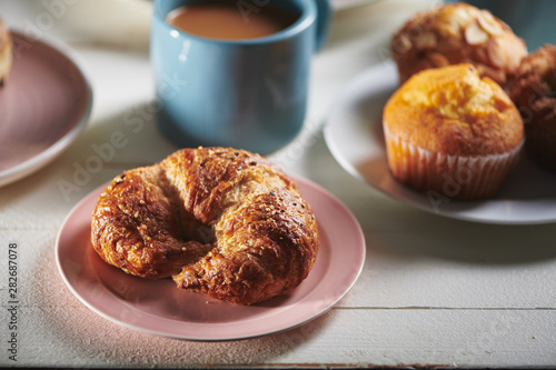 Cup of Coffee with Croissant for Breakfast