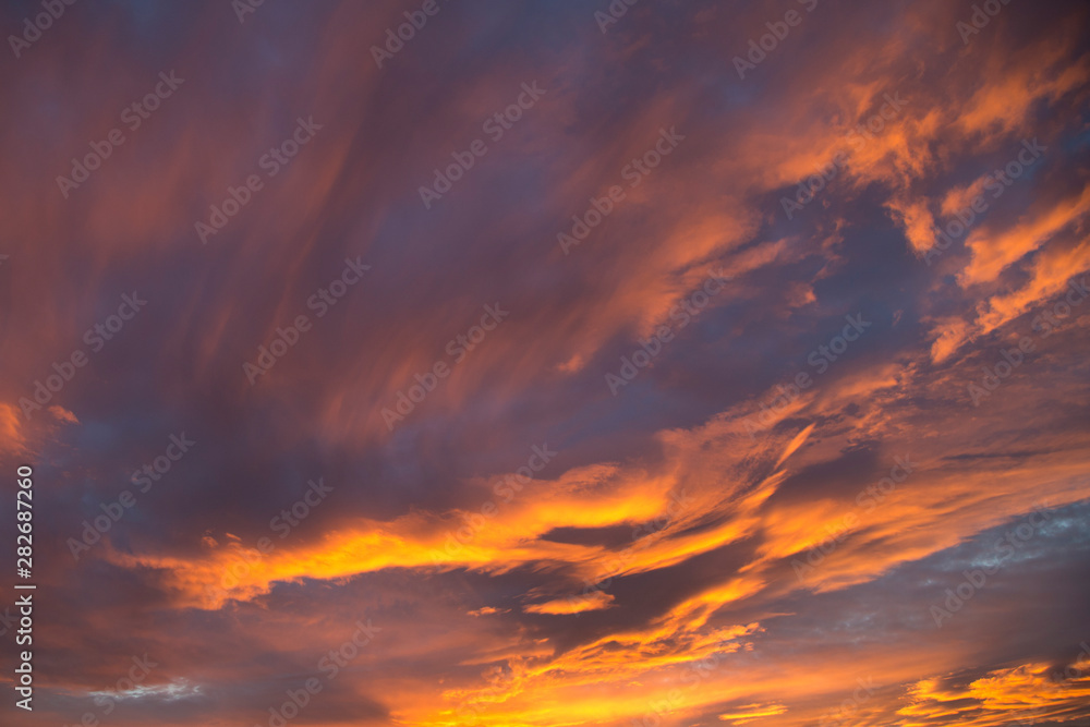 Orange clouds at sunset.