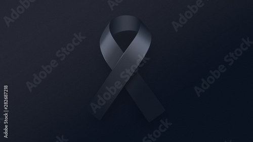 Black ribbon mourning for text on dark background photo