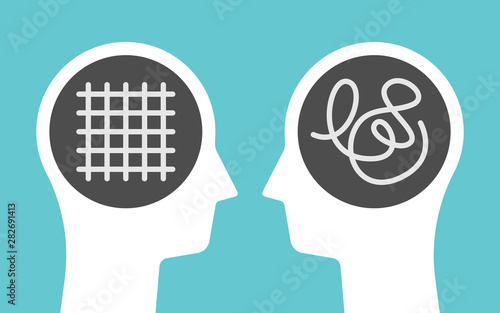 Head silhouettes, order, chaos