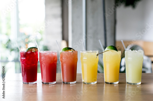 fresh fruit and vegetable juice in a glass