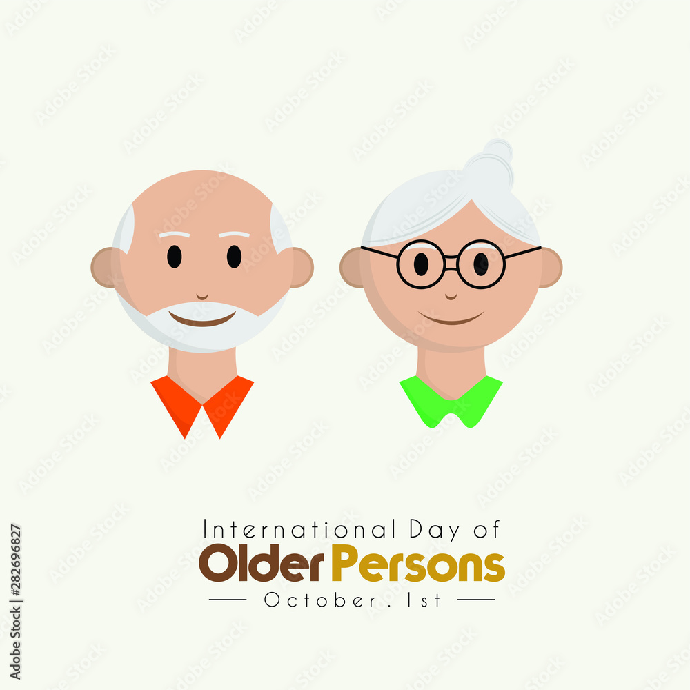 International day of older persons, grandpa head and grandma head cartoon vector International day of older persons, grandpa head and grandma head cartoon vector