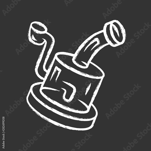 Glass rig chalk icon. Cannabis industry. Ganja smoking device. Hemp distribution and sale. Marijuana legalization. Bad habit. Drug use. Isolated vector chalkboard illustration