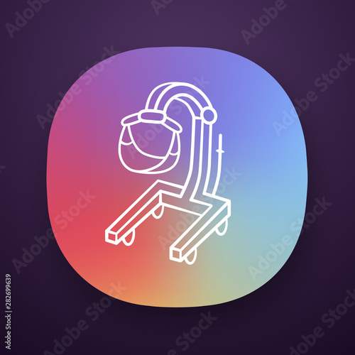 Patient lift app icon. Physically disabled people lifter device. Transferring immobile patient. Handicapped equipment. UI/UX user interface. Web or mobile application. Vector isolated illustration