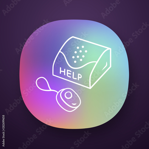 Personal emergency response system app icon. Device for physically disabled people. Call for assistance, help. UI/UX user interface. Web or mobile application. Vector isolated illustration