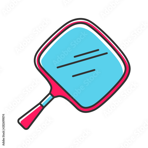 Hand mirror color icon. Small mobile tool for self-shaving and makeup. Hairstylist accessory. Instrument for showing back hairstyle to client. Isolated vector illustration