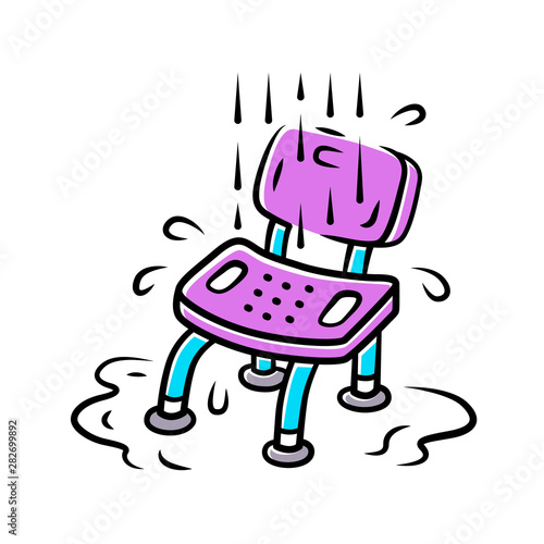 Shower chair color icon. Device for physically disabled people. Paralyzed patient personal hygiene, cleanliness equipment. Hospital bathroom, shower room item. Isolated vector illustration