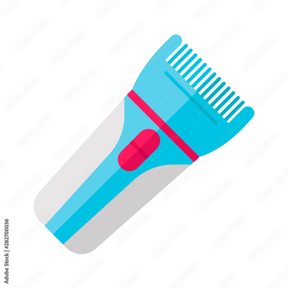 Hair clipper flat design long shadow color icon. Electric hair trimmer. Haircutting machine. Implement for making short haircut. Professional man hairstyling. Vector silhouette illustration Hair clipper flat design long shadow color icon. Electric hair trimmer. Haircutting machine. Implement for making short haircut. Professional man hairstyling. Vector silhouette illustration