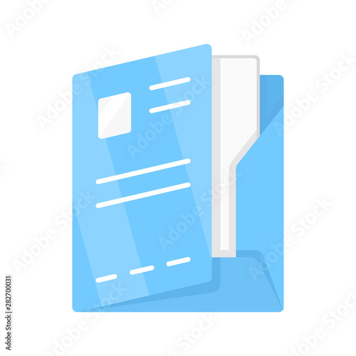 Document folder, paper case flat design color icon. Portfolio isolated vector illustration. Office work, bureaucracy symbol. Corporate documentation management, organization. Company clerk accessory