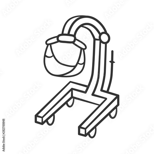 Patient lift linear icon. Physically disabled people lifter device. Transferring immobile hospital patient Thin line illustration. Contour symbol. Vector isolated outline drawing. Editable stroke