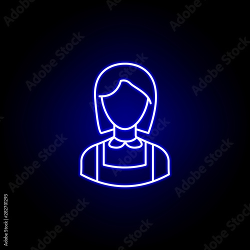 avatar maid outline icon in blue neon style. Signs and symbols can be used for web logo mobile app UI UX