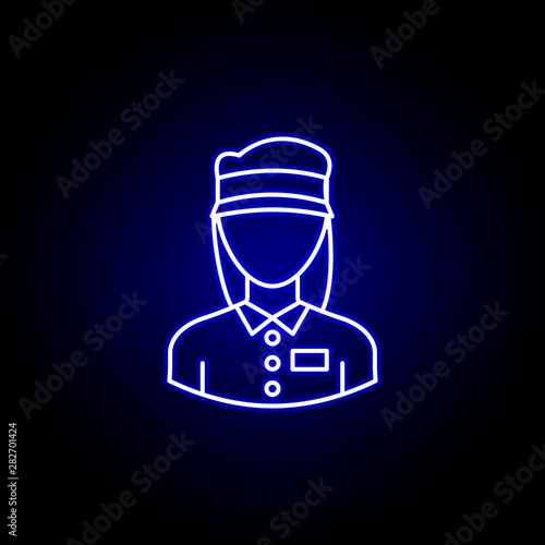 avatar cashier outline icon in blue neon style. Signs and symbols can be used for web logo mobile app UI UX