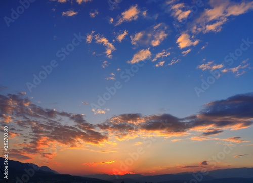 beautiful golden sunset sky landscape