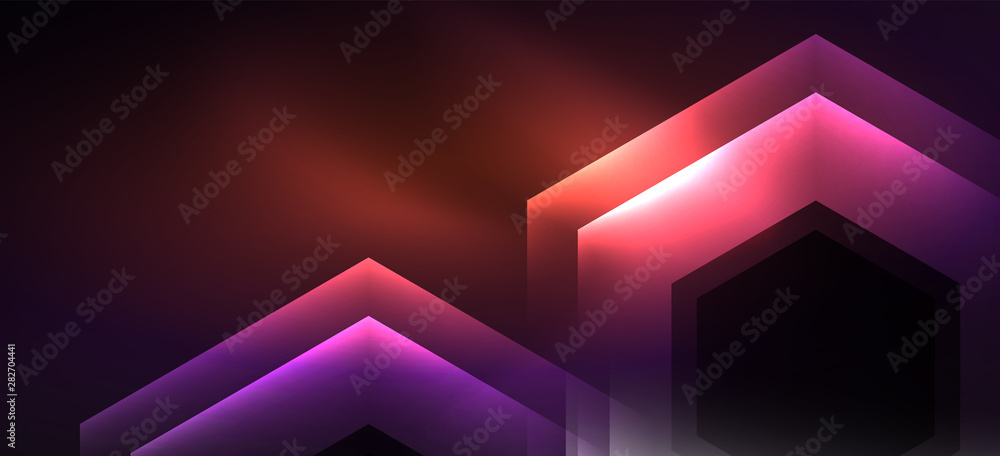 Shiny hexagon neon template. Futuristic digital technology concept. Vector abstract graphic design. Shiny hexagon neon template. Futuristic digital technology concept. Vector abstract graphic design.