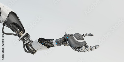 Prosthetic handsome robotic arm, 3d rendering