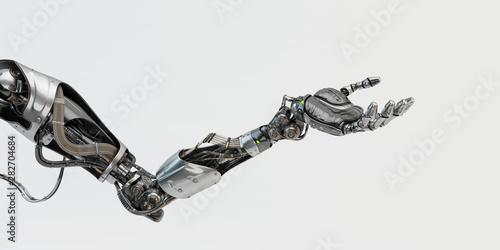 Prosthetic handsome robotic arm, 3d rendering photo